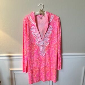 Vibrant Pink and White Tunic Dress